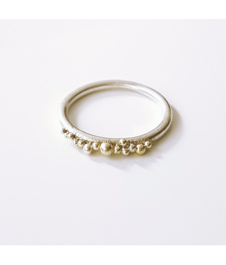 inel Sleeping Beauty din argint si granulatie aur 14k si argint